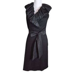 Nue by Shani Black Ruffled Midi Dress